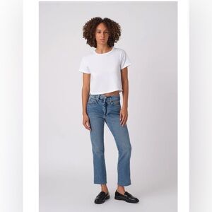 AMO Loverboy Loved Blue Jeans high waist relaxed size 27 straight cropped
